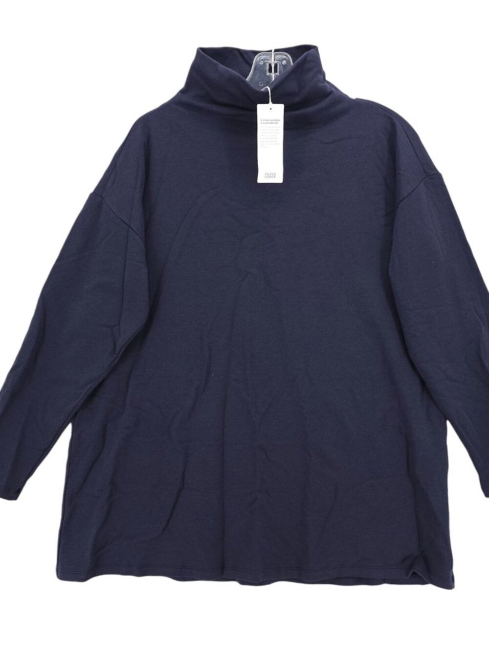 NWT EILEEN FISHER Cozy Brushed Terry Hug Funnel Neck Tunic Top PETITE MEDIUM